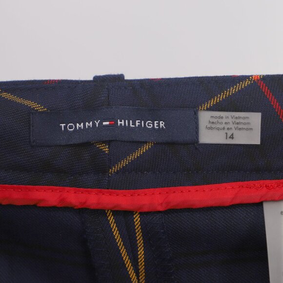 NWT TOMMY HILFIGER Radcliffe Pant Windowpant Plaid Ankle Slim Leg Navy Size 14 - Picture 11 of 12